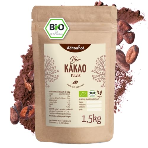 Kakao Pulver Bio 1000g | Kakao-Pulver mit feinstem Aroma | naturbelassen und nicht alkalisiert | vom Achterhof