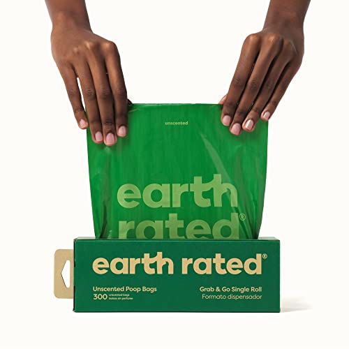 Image of Earth Rated Dog Poop Bags, Thick Grab and Go Single Roll, Ideal for Backyard Pickups, Unscented, 900 Count (3 x 300 count)