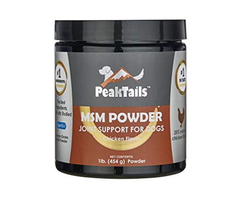 Kala Health PeakTails Chicken Flavored MSM Powder for Dogs, 1 lb, Hip and Joint Support Supplement, 99.9% Pure Distilled MSM, Made in The USA