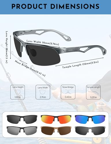 Image of BIRCEN Polarized Anti-Glare Sunglasses for Men: Lightweight Metal Wrap around Sun Glasses UV Protection for Driving Fishing