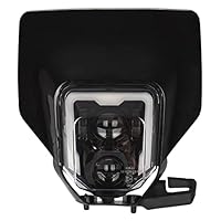 JFG RACING Universele koplamp voor motorfiets, koplamp, dagrijverlichting met besturing voor motorcross, enduro, supermoto, zwart
