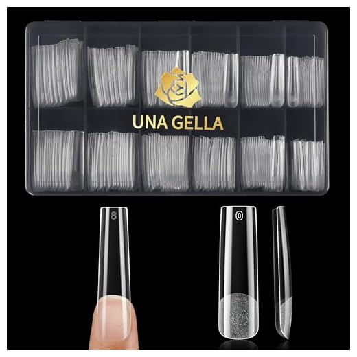 UNA GELLA Soft Gel Nail Tips Long Pre-file | 240 Square Gel Tips XXL | Full Cover Nail Tips No C Curve Nail Tips Square Gel Nails Tips Extra Long Nail Tips Full Cover Square Tips Tapered Square Nails Extension Home DIY Salon with Box