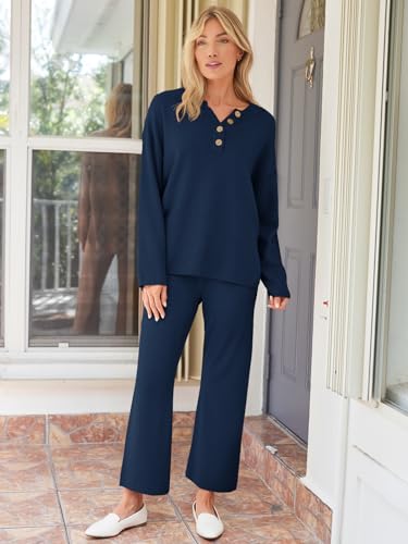 Image of LILLUSORY Women's 2 Piece Lounge Sets Oversized Slouchy Matching Cozy Knit Sets