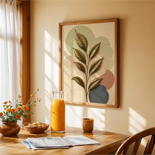 Image of NoWorries 3D Botanical Leaf Wall Painting with Frame Set of 1 | Premium Textured Gold Leaf Artwork, Modern Abstract Nature Wall Decor for Living Room, Bedroom, Office and Home Decoration (3d Art-1,13x19inch)