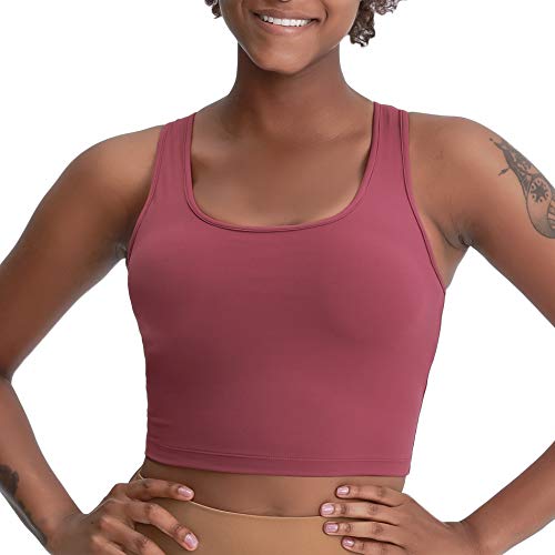 Lemedy Women Workout Sports Bra Removable Padded Yoga Running Crop Tank Top (Crimson, M)