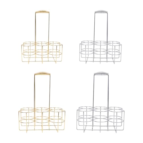 Soporte para latas de bebidas de metal con cómoda asa de transporte y seis rejillas organizadoras 6