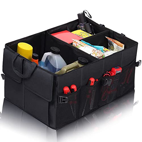 interior, Tools Plegable Organizador de Cajuela, Organizador de Almacenamiento Compartimentos Múltiples Portátil Plegable para vehículo, con Espacio para Botellas,...