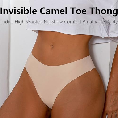 Invisible Camel Toe Thong, Comfort & Breathable Seamless High Waisted Thongs for Women3