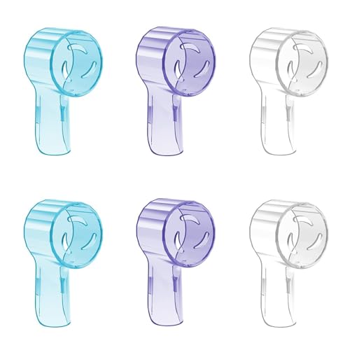 seplouis Protège-Têtes de Brosse à Dents pour Têtes de Brosses à Dents Électriques Oral b & IO, Multicolore, Lot de 6 (Bleu, Violet, Transparent)