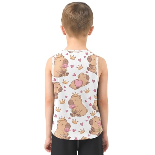 Boys' Tank Top Shirt Capybara Crown Heart Pattern Sleeveless T-Shirts3