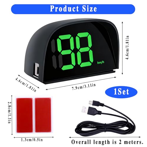 Digitaler GPS Tachometer für Auto HUD Display, Geschwindigkeitsanzeige Auto mit Sonnenblende, Gps Geschwindigkeitsmesser Präzise für Auto Motorrad & E-Scooter, LED-Großbildanzeige, Plug & Play