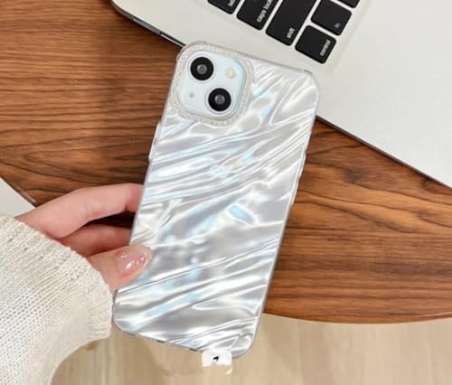 Image of Compatible with iPhone 13 Stylish Case Camera Lens Protection Diamond Bling Silver Luxury Soft TPU Glitter Shockproof Protective Back Case Cover (Silver)