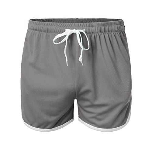 Bagelise Mens Shorts 9 Inch Inseam Mens Cotton 8" Long Casual Lounge Fleece Shorts Pockets Jogger Athletic Workout Gym Sweat Shorts 4Th Of July Shorts For Men Gray #TOP1