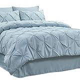 Bedsure Light Blue Comforter Set Queen- 8 Pieces Pintuck Blue Bed Set Queen, Light Blue Bedding Set...