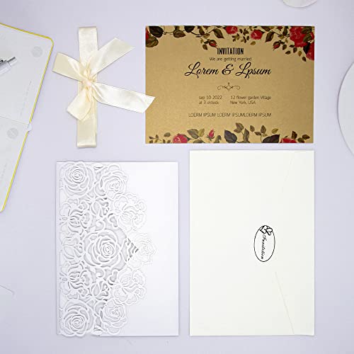 Invitaciones de boda corte láser que evitan buscar sobres y cintas por separado 7