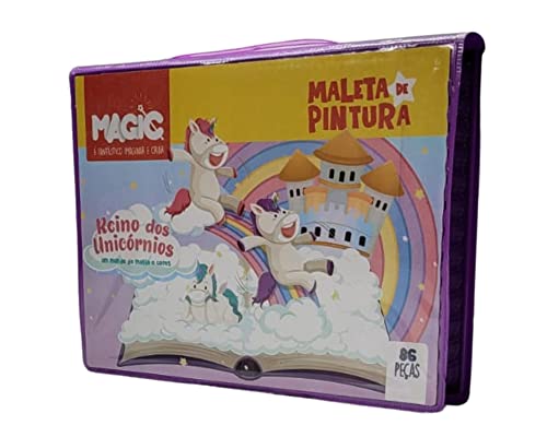 Maleta de Pintura Kit Com 86 Peças Estojo Unicórnio Menina Volta às Aulas