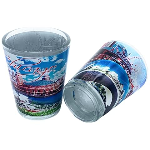 Chicago Illinois Navy Pier Cloud Skyline Souvenir Shot Glass (Pack of 2) Cover