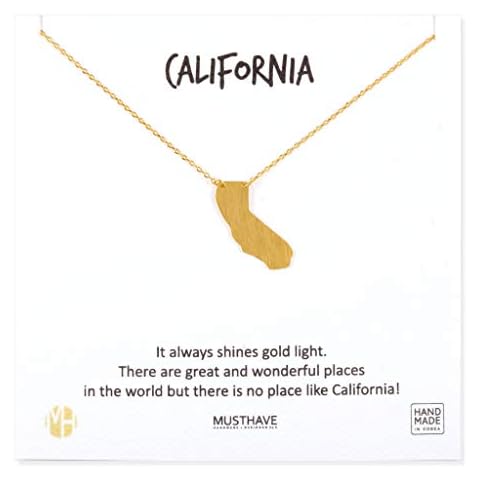 MUSTHAVE California 18K Gold Plated Necklace With Message Card, Yellow Gold Color, Anchor Chain, Best Gift Necklace, Size 16 inch + 2 inch Extender, Pendant, Gift Card Cover