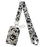 TCB Creations Gengars Character Black and White Lanyard Keychain with ID Badge Holder