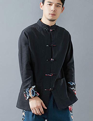 LUZU JUNU Men's Chinese Tang Suit Kung Fu Jacket Traditional Frog Button Shirt Casual Utility Travel with Pocket3