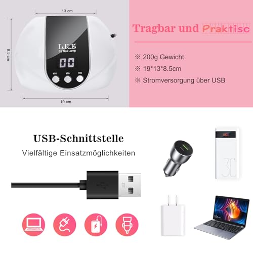 LKE UV Lampe für Gelnägel, 54W UV Lampe Nägel mit 3 Timer, LCD Display, Auto Sensor,Premium UV Lampe für Alle UV Gel Nagellack… – Ansicht 6