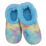Snoozies Tie Dye Cotton Candy Womens Slippers - Indoor House Slippers for Women - Blue - Large