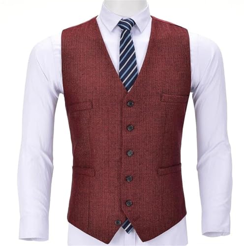Men's Vest Solid Color V-Neck Wedding Business Birthday Party Work Suit Vest2