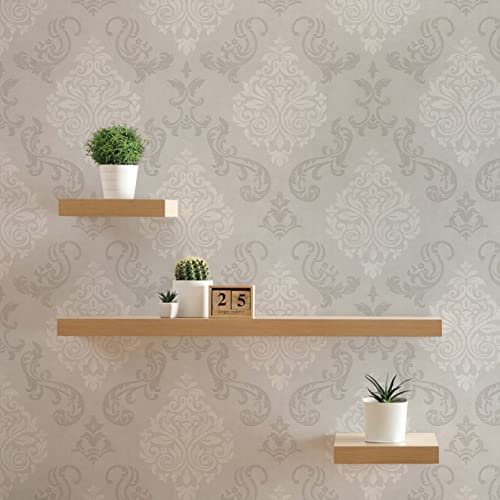 TADESSI Gioele M1-No.900 Papier peint intissé style baroque avec ornements pour salon et chambre à coucher Crème