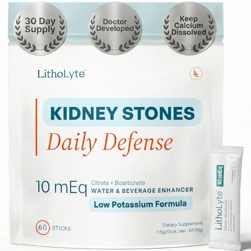 LithoLyte 10mEq | Water & Beverage Enhancer for Kidney Health | Citrate & Electrolytes for Kidney Protection | Science-Based Support Beyond Cleanse Detox or Stone Dissolver Supplements | 60 Sticks