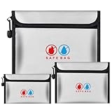 KAIRYAL 耐火バッグ 耐火ケース 防火袋 耐火金庫 防火金庫 ファスナー式 防爆 防水 防災 防火バック 現金収納 家庭用 大容量 集金袋 手提げ 収納可能 耐火袋 耐火収納ケース (S/M/L, 3, セット)