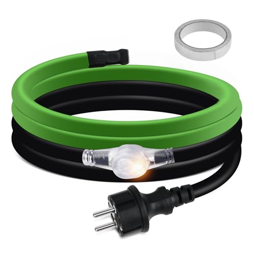 2M Heizkabel mit Thermostat, 35W/m Selbstregulierendes Frostschutz Heizkabel mit Betriebsanzeigeleuchte, Begleitheizung Wasserleitung von Wasserleitungen, Dachrinnen und Weidetränken, IP68
