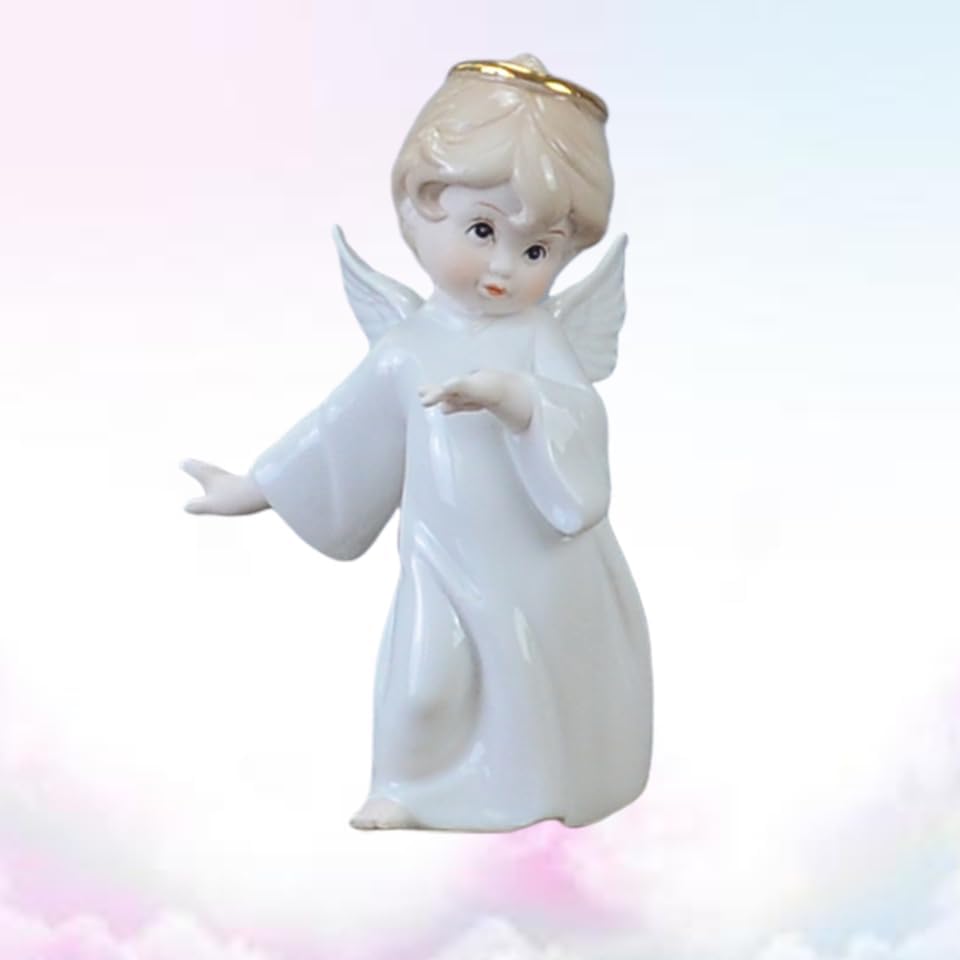 Small Angel Crafts Figure Decoration Table Ornament Desktop Decoration Ceramic Crafts Home Adornment European Style White