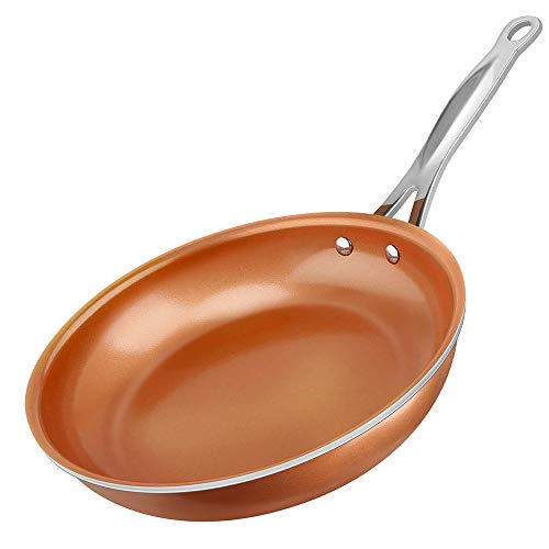 SHINEURI10 inch Nonstick Fry Pan Ceramic Coating Pans Omelet Skillet with Helper Handle