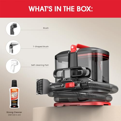 Image of Portable Carpet and Upholstery Cleaner, 15Kpa Spot Cleaner Machine for Pets, Furniture Cleaner for Sofa, Area Rugs, Couch and Car, Carpet Cleaning Machine with Dual Brush Heads & Self-Cleaning System