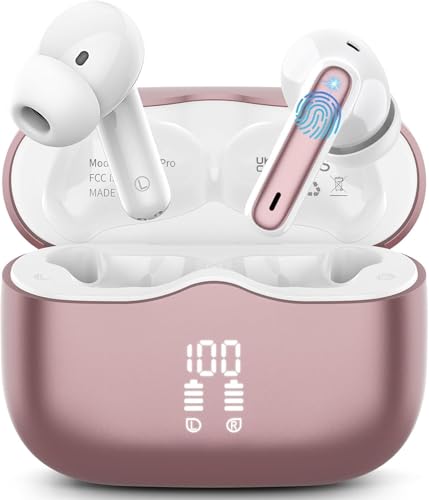 Kopfhörer Kabellos Bluetooth 5.4, Bluetooth Kopfhörer mit 4 ENC Lärmreduzierung Mics, 40Std In Ear Kopfhörer Bluetooth Tiefer Bass LED-Anzeige IP7 Wasserdicht Sport Ohrhörer...
