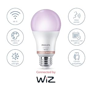 PHILIPS Smart Lighting Connected Light Bulbs, 2-Pack, Color A19 60W 800LM E26 Indoor LED Lights, Smart Bulbs with Motion Detection, Control with Voice or App — photo 3 of 6