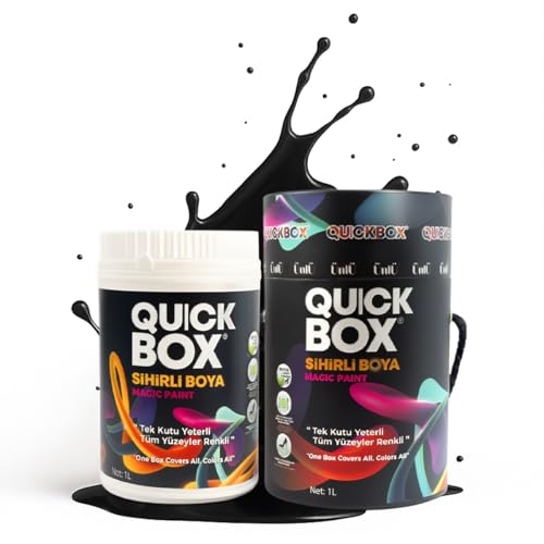 QUICKBOX® Cabinet Paint for Kitchen Cabinets & Furniture, Paint and Primer in One, No Sanding Required, Water-Based, Silk Matte Finish, Low VOC, 33.8 Fl Oz (1 Liter) (Jet Black)
