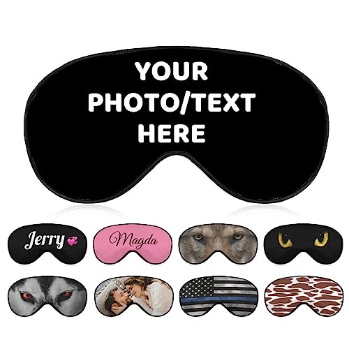 AMAPARK Custom Eye Mask for Sleeping Personalized with Picture Text Logo Sleep Masks Gift for Wedding Anniversary Party Favor, Black
