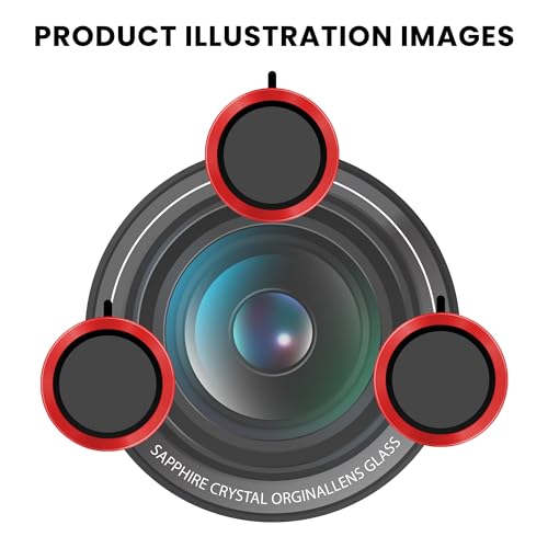 Image of ArmourPro Premium Camera Lens Protector Tempered Glass Compatible For iPhone 14 Plus and iPhone 14 Tough HD Individual Aluminum Alloy Rings 9H Camera Cover , Scratch-Resistant,Camera Lens Protection| Red