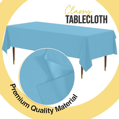 Image of Exquisite Blue Rectangle Tablecloth 54 inchx108 inch - 48 Pack | Plastic Tablecloth, Disposable Table Covers Rectangle for Parties, Weddings, Holidays & Party Supplies