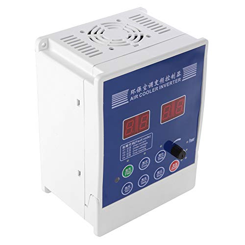 Oumefar Controlador de Velocidad del Motor VFD de Frecuencia Variable para Enfriador de Aire con Control Remoto, Regulación Continua de Velocidad para Ventiladores de Tiro, Interiores, IP20 (1,5 KW)