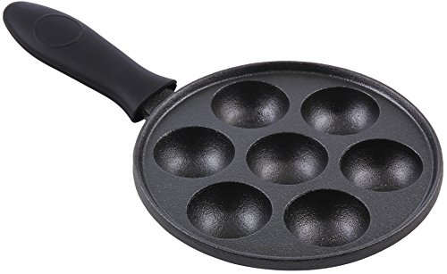 Upstreet Cast Iron Aebleskiver Pan - Ideal for Mini Pancake Mold, Cake Pop Pan, and Takoyaki Maker (Black)