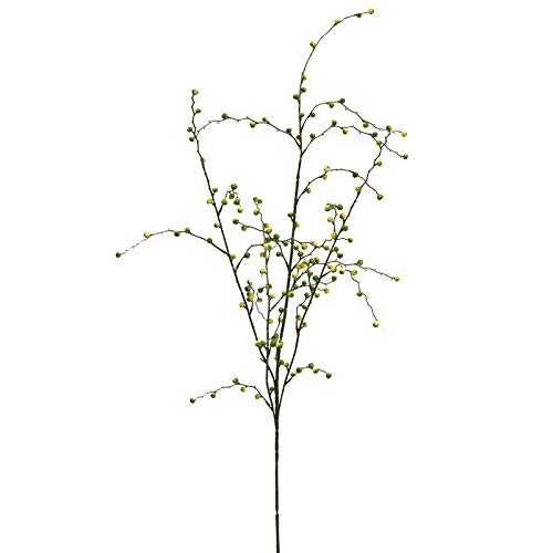 Factory Direct Craft Cream and Green Vinyl Berry and Twig Sprays | 2 Sprays | for Indoor or Outdoor Decor