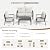 VONZOY Aluminum Patio Conversation Set 6 Pieces Metal Deck Outdoor Furniture 6-Seat All-Weather Rust-Proof Sectional Sofa Set with Removable Cushion for Balcony, Yard, Poolside & Small Spaces