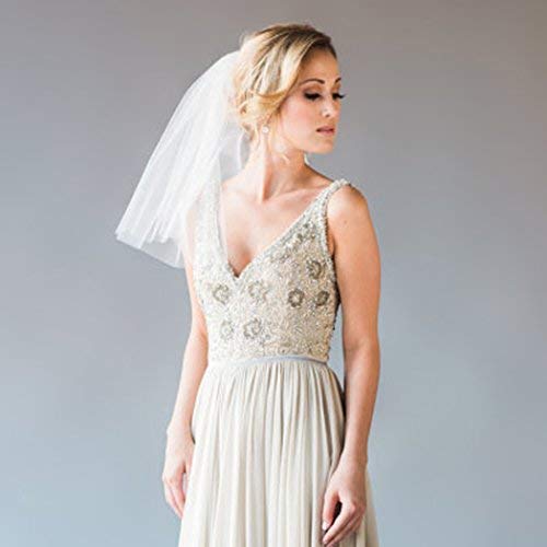 Aukmla Wedding Veil 1 Tier Short Bridal Veil Shoulder Length With Comb (15.74 Inches) #TOP4