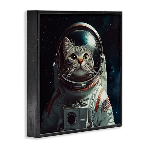 Chat Astronaute Jim Baldwin Stupell cadre blanc déco murale