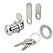 Cabinet Cam Locks Keyed Alike, 1-1/8” Cylinder Cam Locks for Tool Box RV Compartment Mailbox Vending Machine Drawer File Cabinet, Fits 7/8” Max Panel Thickness, Chrome Finish with 3 Cams and 2 Keys