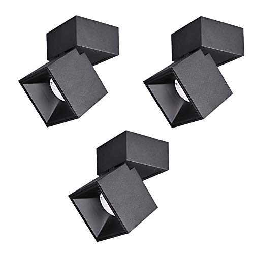 CAFIEDR Foco LED para Interiores, Paquete de 3, Giratorio, para Techo, de Aluminio, para Pared o Foco, Color Negro Esmerilado [Clase energética A+]