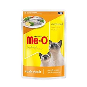 Me-O Adult Cat Food in Jelly, Mackerel, 80 g (Pack of 12)