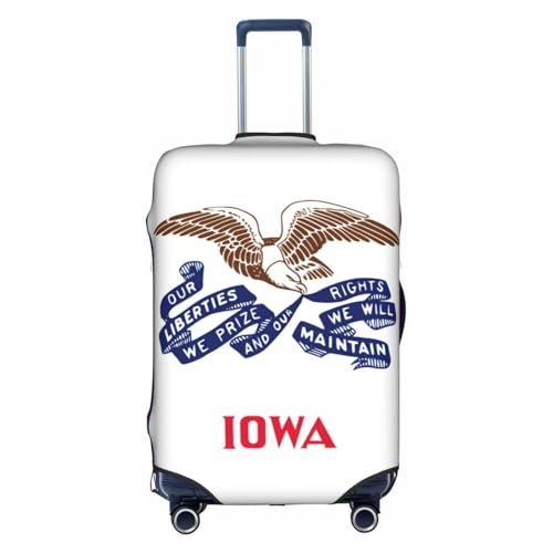 NBAGHPQ Iowa State Flag Print Universale Elegante Valigie Copertura Elastica Lavabile Anti Graffio Protezione Bagagli, bianco, M